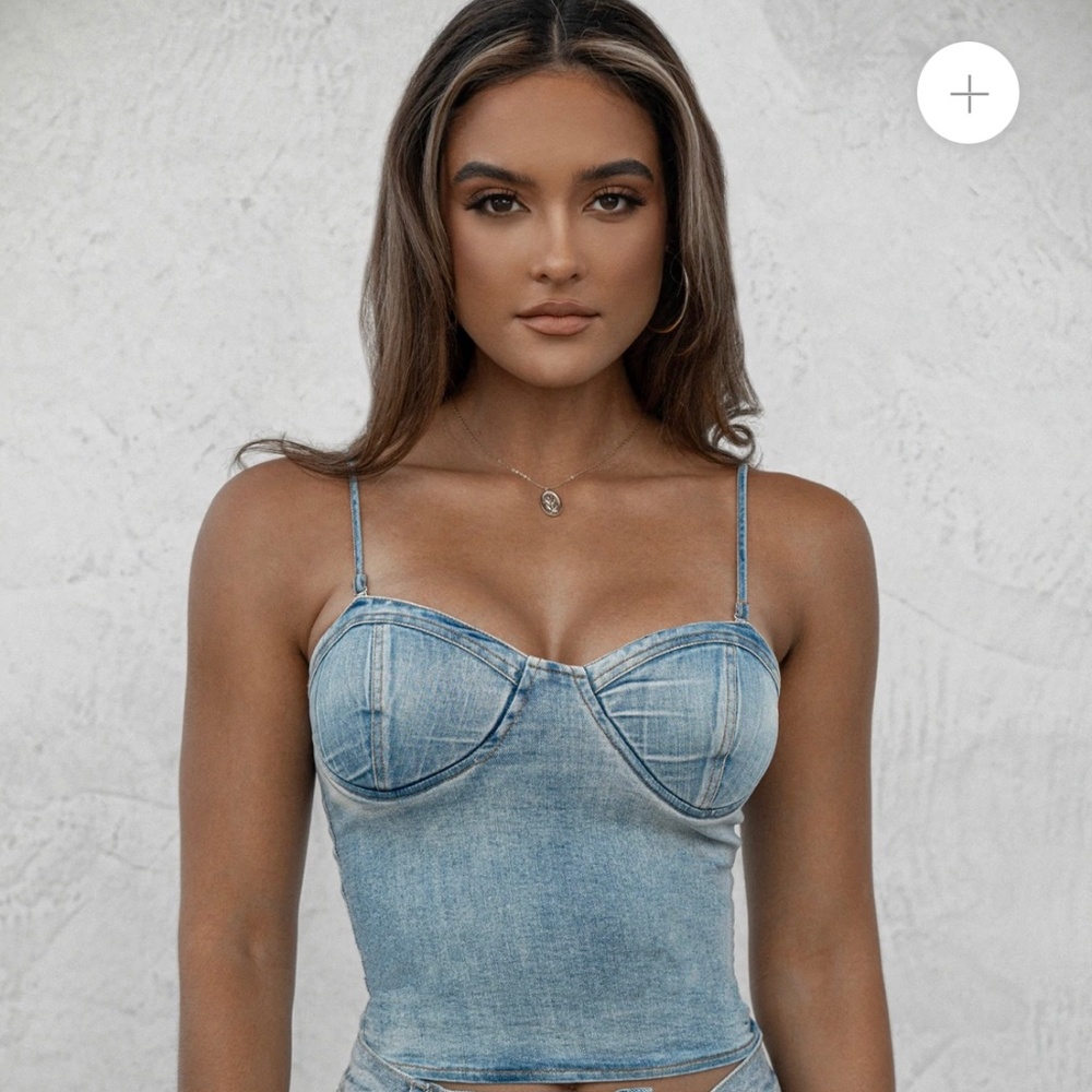 JLUXLABEL Nat & Liv Denim bustier top size Large